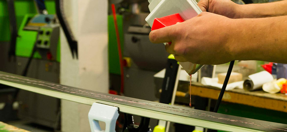 Dripping wax onto race skis