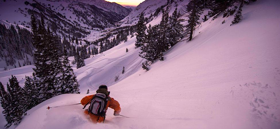 Backcountry skiing in the Wasatch Mountains.