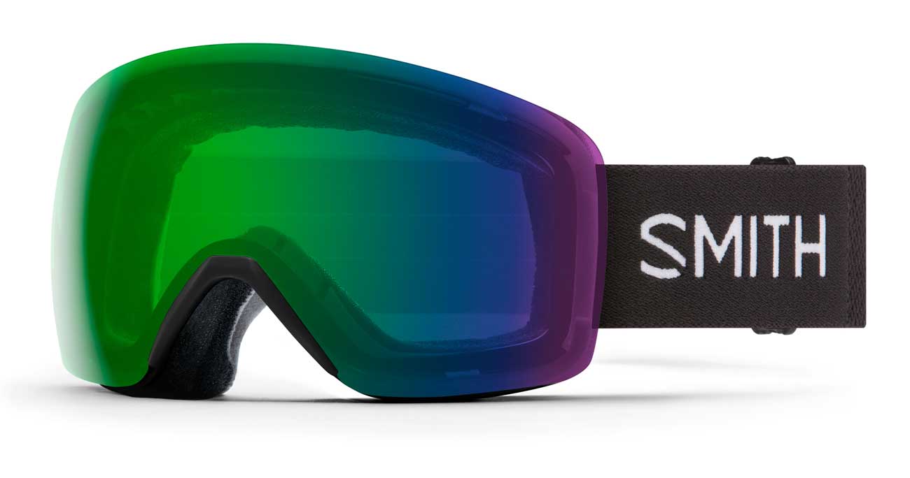 Side by side comparison of a spherical and cylindrical lens on Smith goggles.