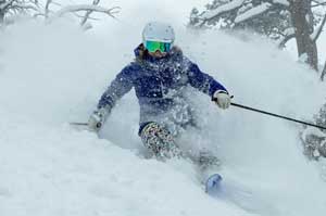 Jans expert skis through deep powder at Deer Valley Resort, Park City, UT