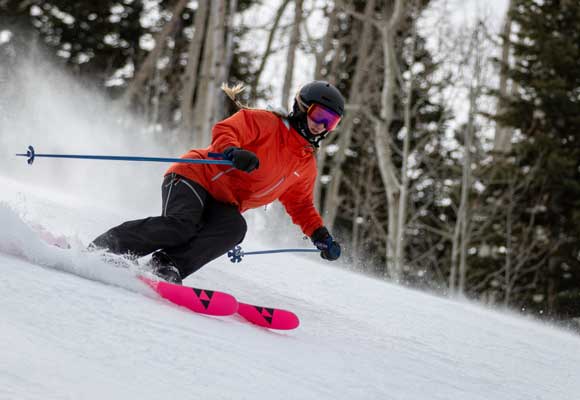 Erin McNeely skis down a groomer at Deer Valley Resort.