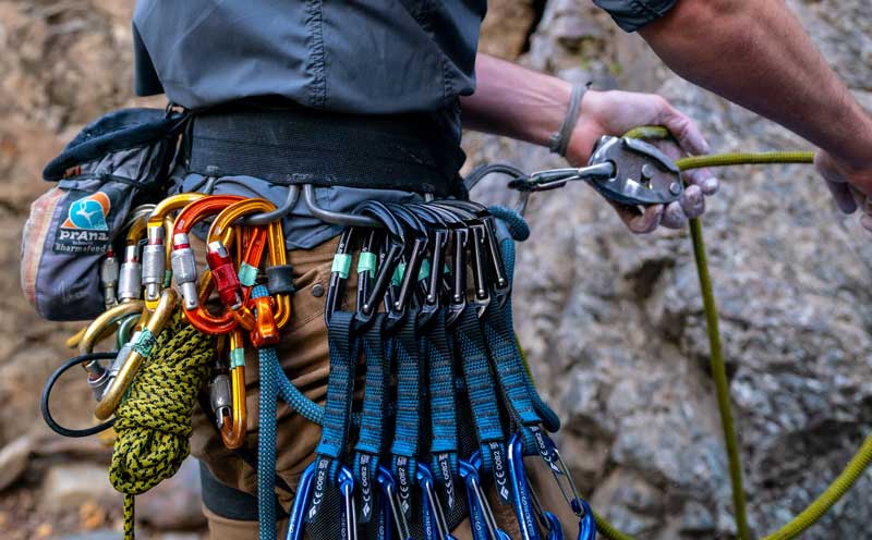 Jans expert belaying a climber with a Grigri in Big Cottonwood Canyon, Utah.