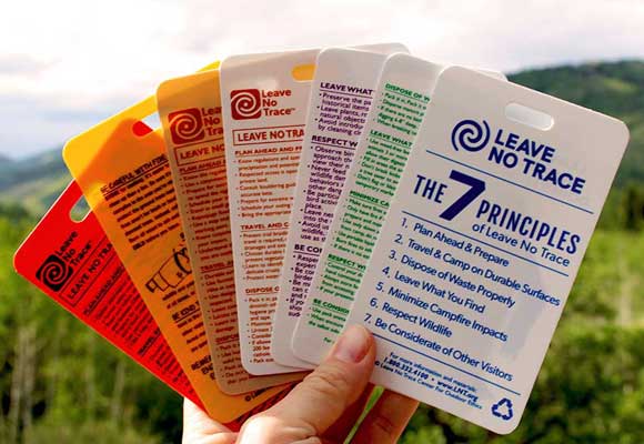 Leave No Trace cards explaining the principles and how to follow them.
