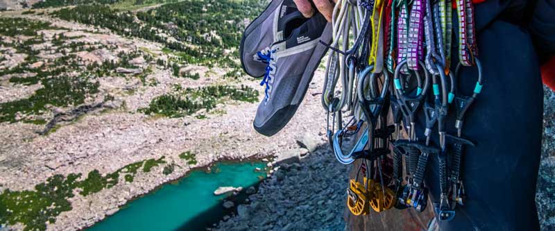 SLCDs racked on a climber’s harness. Image courtesy of Black Diamond.