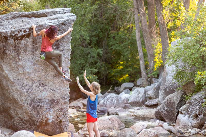 Jans experts bouldering in Little Cottonwood Canyon, Utah.
