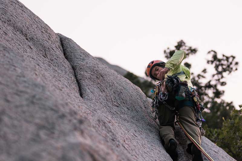 Jans expert leading a trad climb in Little Cottonwood Canyon, Utah.