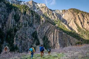 Jans experts approaching a climbing area in Big Cottonwood Canyon, UT