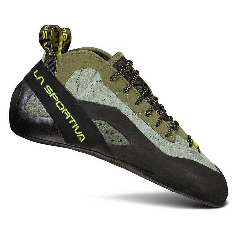 The La Sportiva TC Pro men’s climbing shoe specializes in edging on technical faces and crack climbing. Image courtesy of La Sportiva.