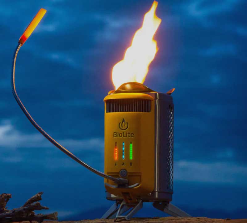 BioLite wood burning stoves produce electricity while cooking. Image courtesy of BioLite.