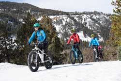 Jans guide leads a Fat Bike Tour in the Uinta mountains near Park City, Utah.