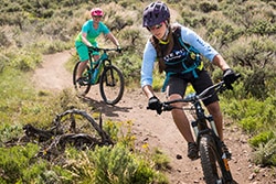 women mountain biking