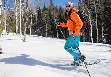Jans mountain guide Victoria Ritzinger snowshoeing in the Uinta mountains.