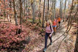 Jans hiking guide Andrea Putt leads a tour on Armstrong Trail in Park City, Utah.