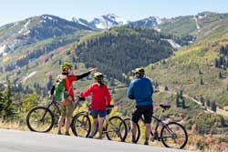 Jans road bike guide leads a bike tour in Park City, Utah.