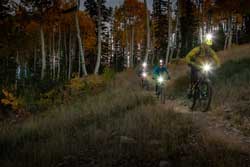 Jans guide Staurt Johnson leads a Night Ride Mountain Bike Tour in Park City, Utah.