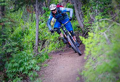 Jans expert Tim Morris mountain bikes in Park City, Utah.