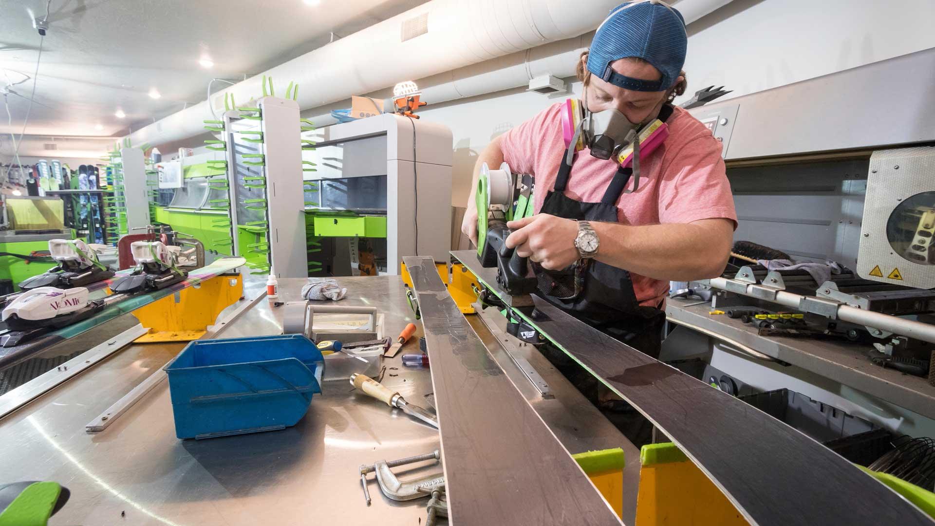 Tuning skis at Rennstall in Park City, Utah