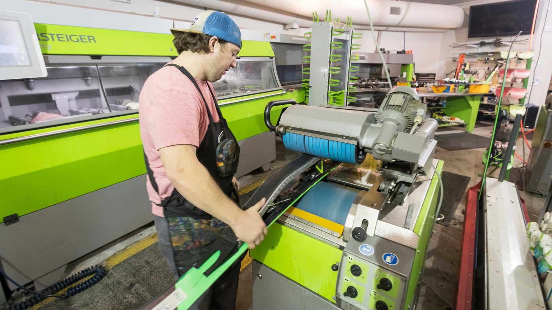 Tuning skis at Rennstall in Park City, Utah