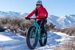 Jans Gear Analyst, Lauren Santisteven, fat biking in Round Valley in Park City, UT