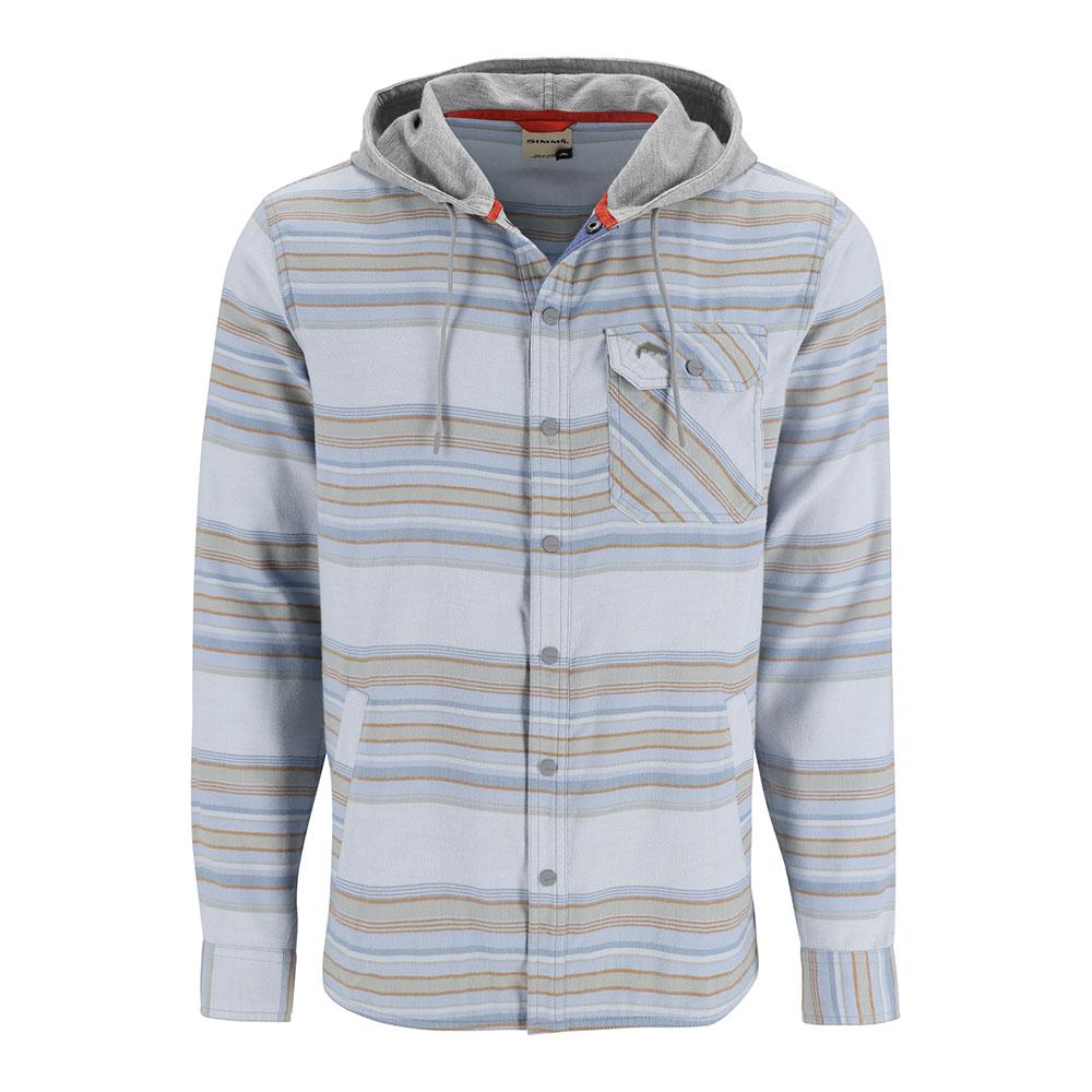 Simms Santee Flannel Hoody - Men's - White and Pale Pine Blanket Stripe - L